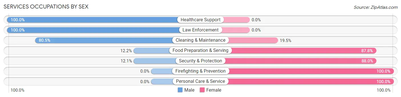Services Occupations by Sex in Zip Code 18240