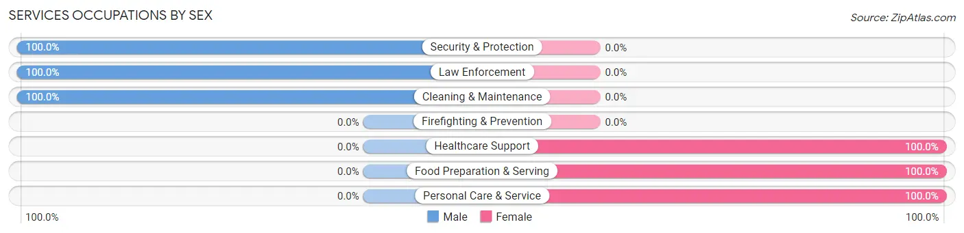 Services Occupations by Sex in Zip Code 18244