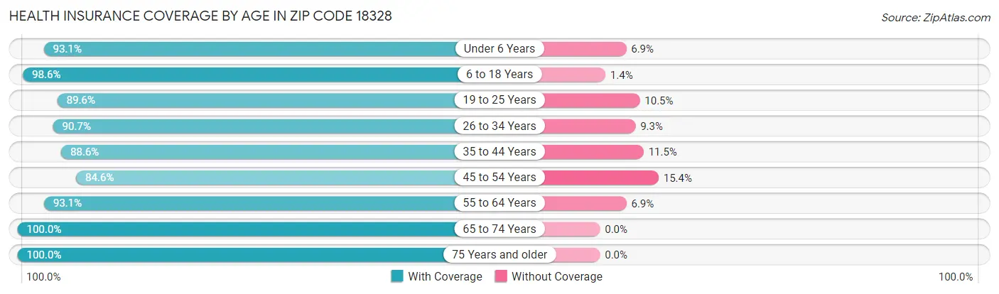 Health Insurance Coverage by Age in Zip Code 18328