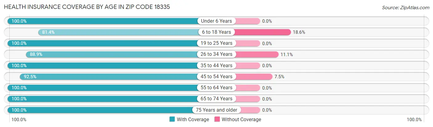 Health Insurance Coverage by Age in Zip Code 18335