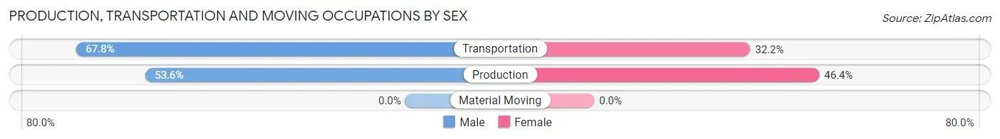 Production, Transportation and Moving Occupations by Sex in Zip Code 18335