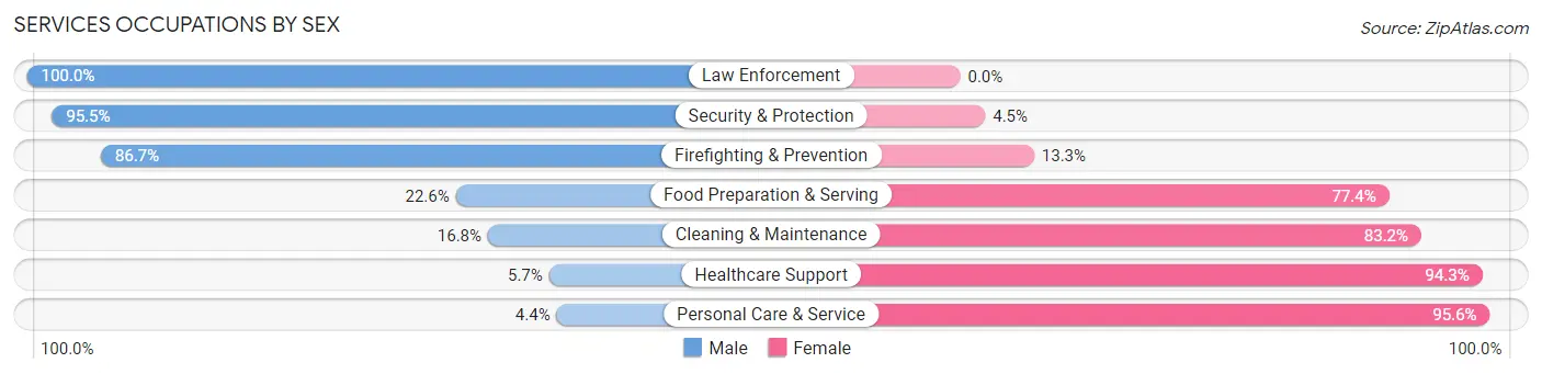 Services Occupations by Sex in Zip Code 18518