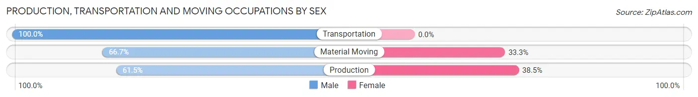 Production, Transportation and Moving Occupations by Sex in Zip Code 18628