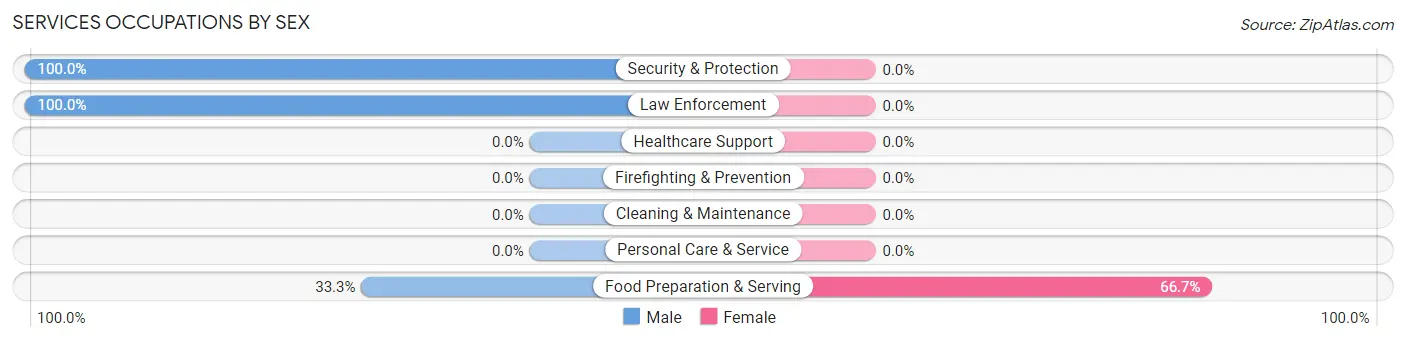 Services Occupations by Sex in Zip Code 18628