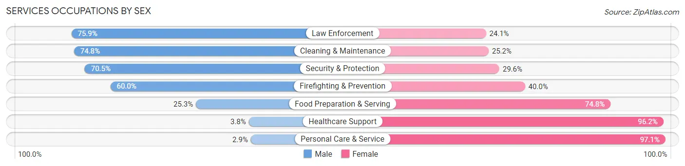 Services Occupations by Sex in Zip Code 18661