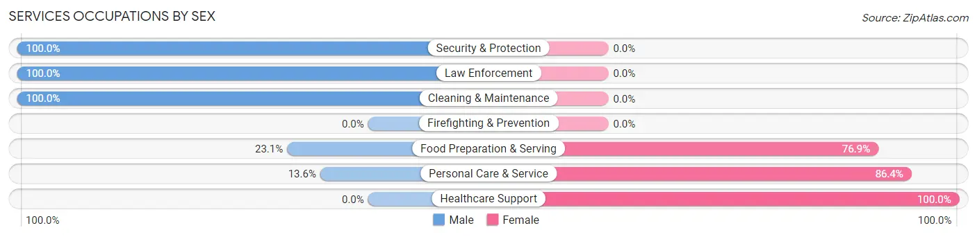 Services Occupations by Sex in Zip Code 18844
