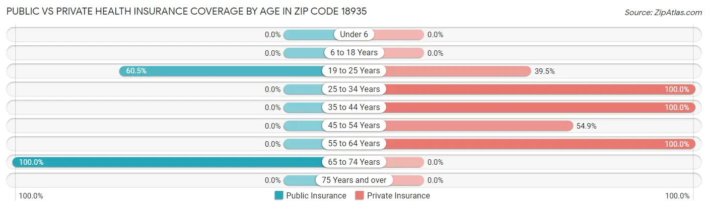 Public vs Private Health Insurance Coverage by Age in Zip Code 18935
