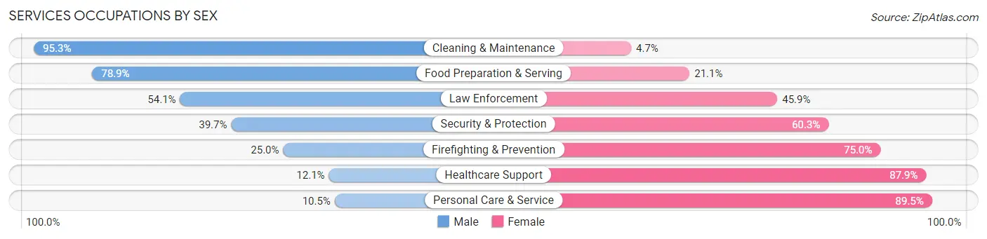 Services Occupations by Sex in Zip Code 19008