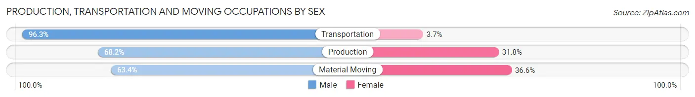 Production, Transportation and Moving Occupations by Sex in Zip Code 19015
