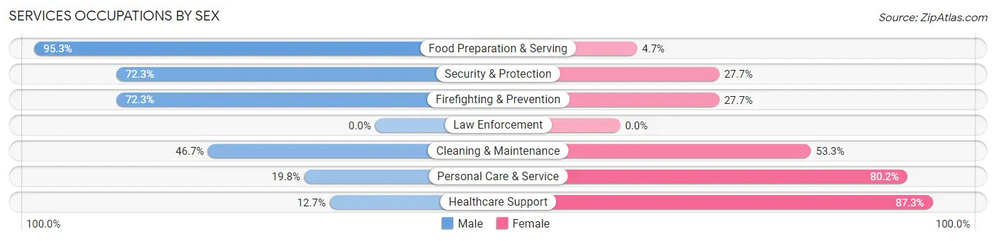 Services Occupations by Sex in Zip Code 19022