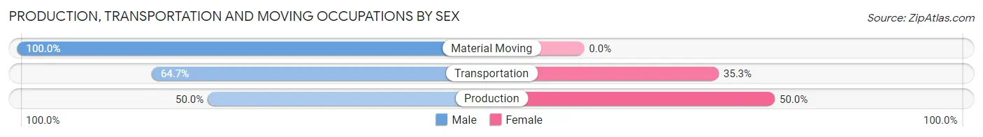 Production, Transportation and Moving Occupations by Sex in Zip Code 19034