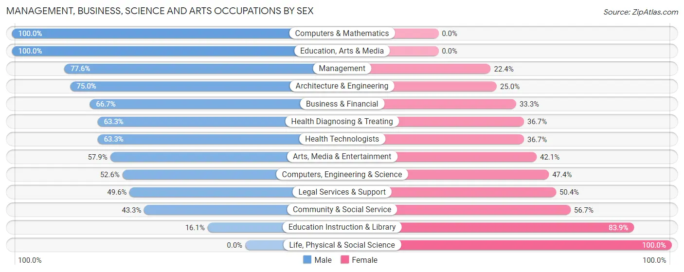 Management, Business, Science and Arts Occupations by Sex in Zip Code 19035