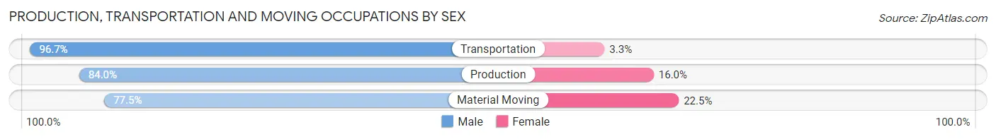 Production, Transportation and Moving Occupations by Sex in Zip Code 19053