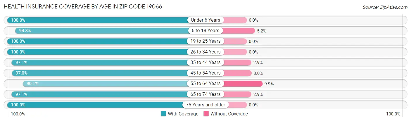 Health Insurance Coverage by Age in Zip Code 19066