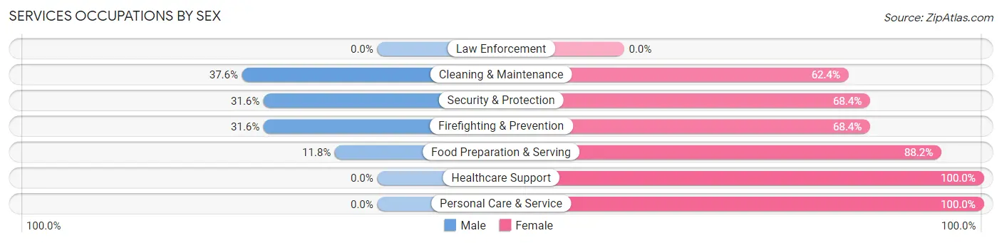Services Occupations by Sex in Zip Code 19079