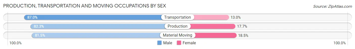 Production, Transportation and Moving Occupations by Sex in Zip Code 19082