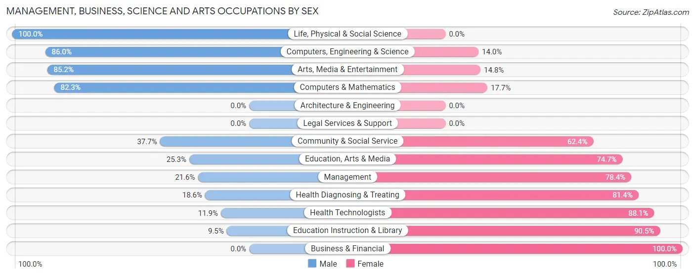 Management, Business, Science and Arts Occupations by Sex in Zip Code 19132
