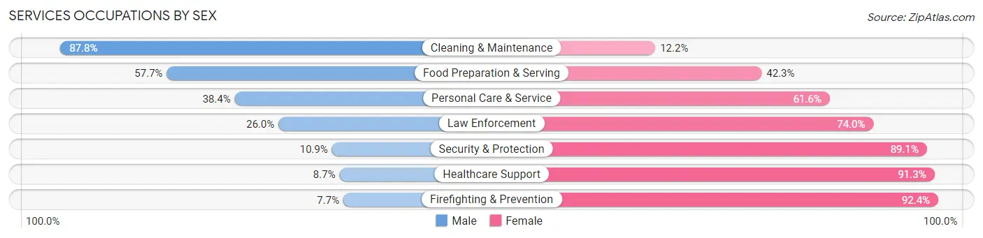 Services Occupations by Sex in Zip Code 19132