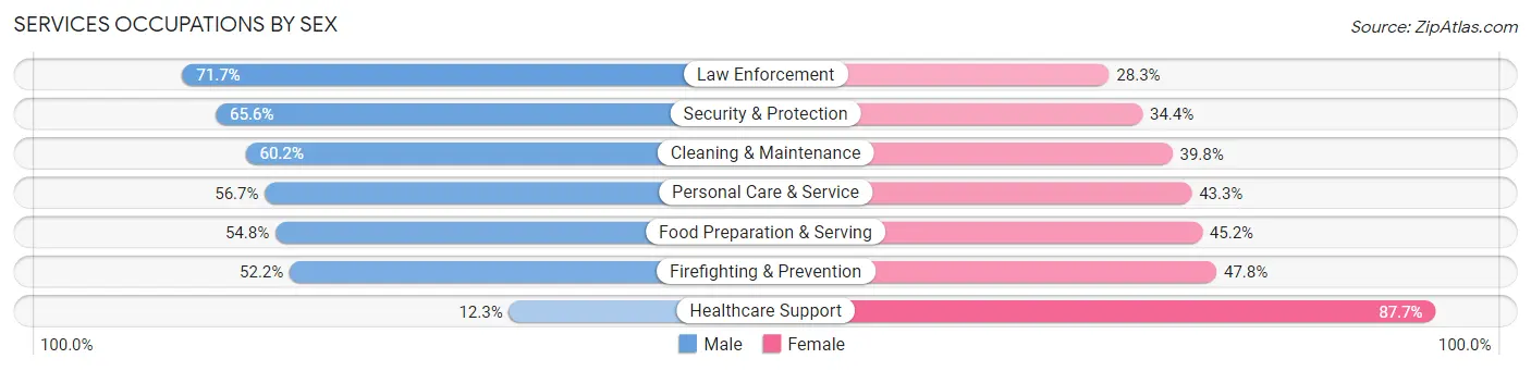 Services Occupations by Sex in Zip Code 19136