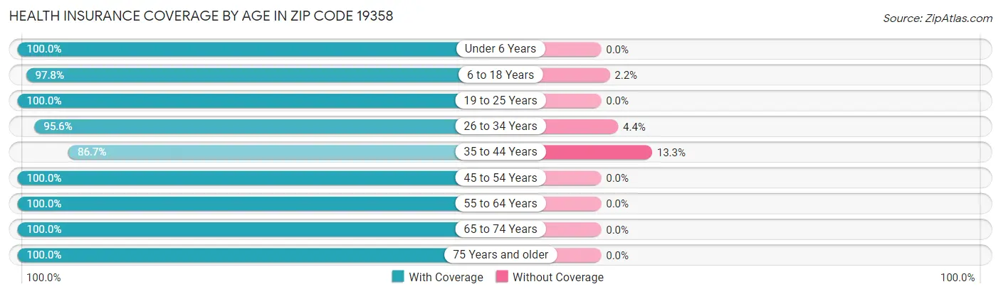 Health Insurance Coverage by Age in Zip Code 19358