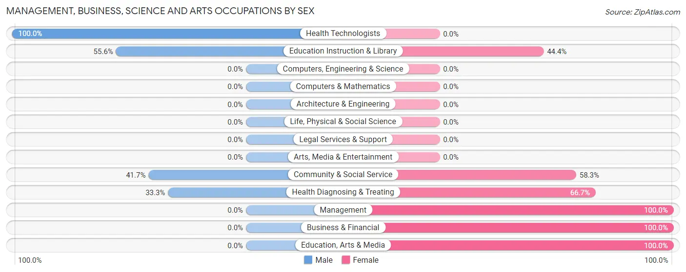 Management, Business, Science and Arts Occupations by Sex in Zip Code 19358