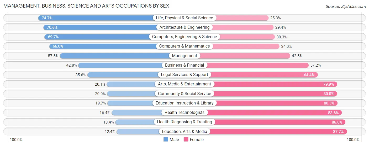 Management, Business, Science and Arts Occupations by Sex in Zip Code 19363
