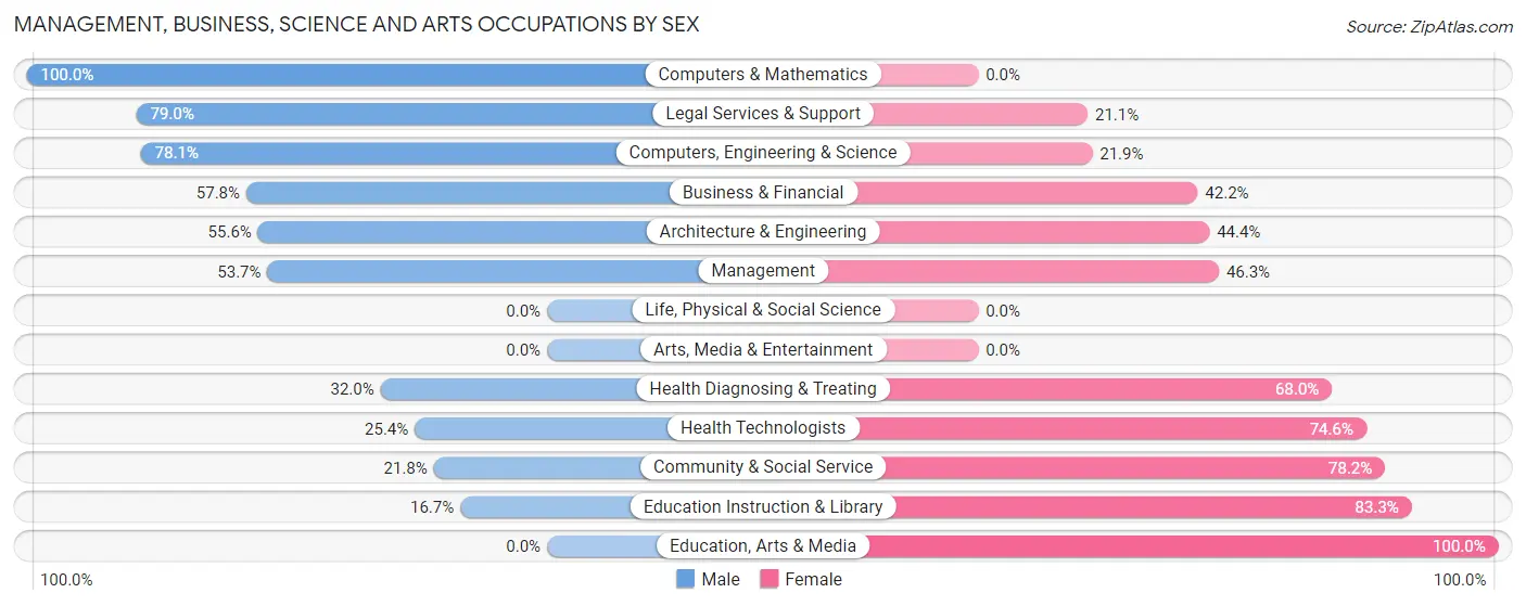 Management, Business, Science and Arts Occupations by Sex in Zip Code 19373