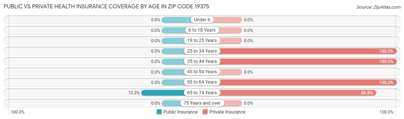 Public vs Private Health Insurance Coverage by Age in Zip Code 19375