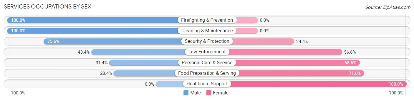 Services Occupations by Sex in Zip Code 19425