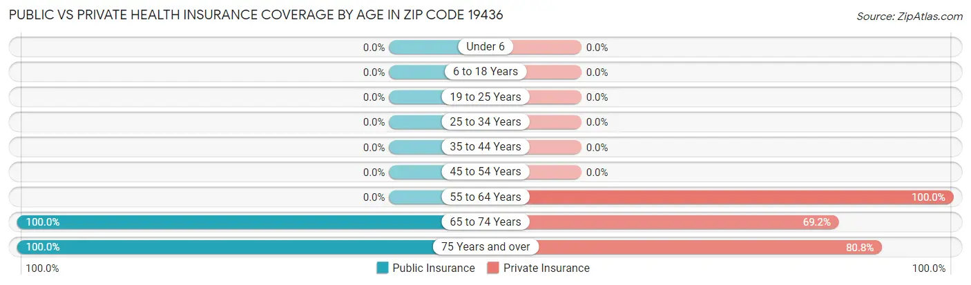 Public vs Private Health Insurance Coverage by Age in Zip Code 19436