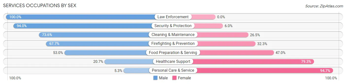 Services Occupations by Sex in Zip Code 19465