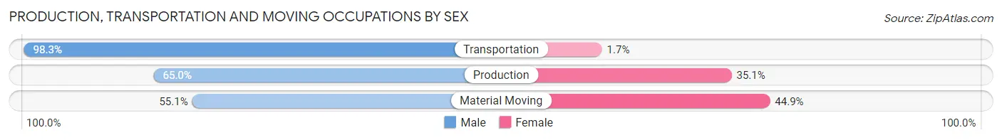 Production, Transportation and Moving Occupations by Sex in Zip Code 19473