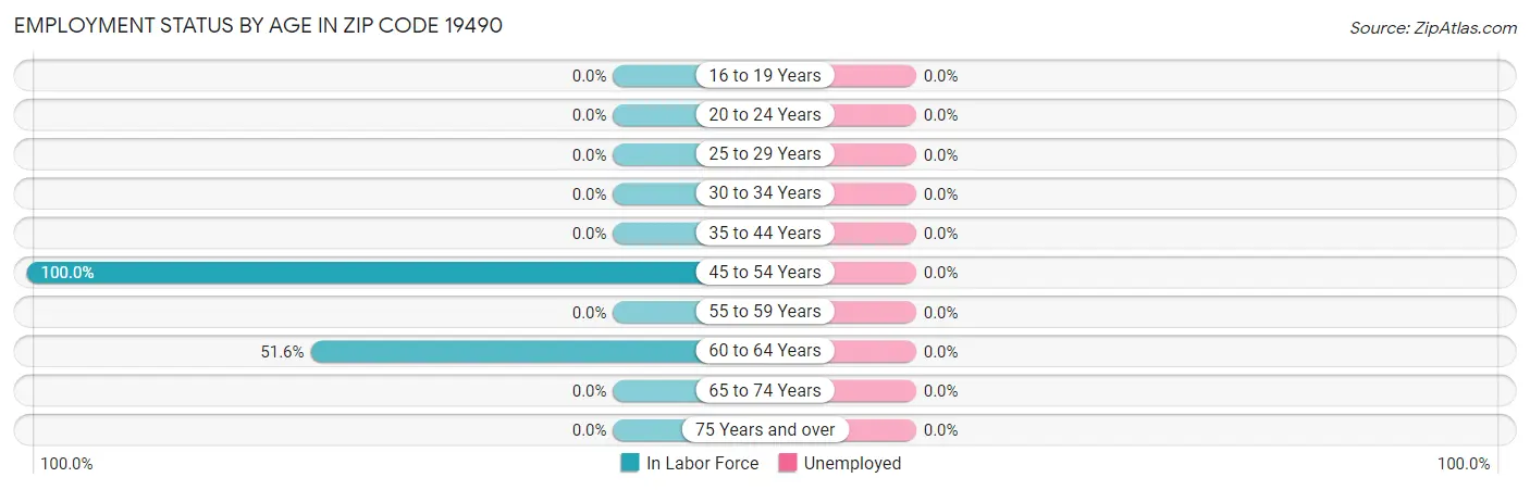 Employment Status by Age in Zip Code 19490