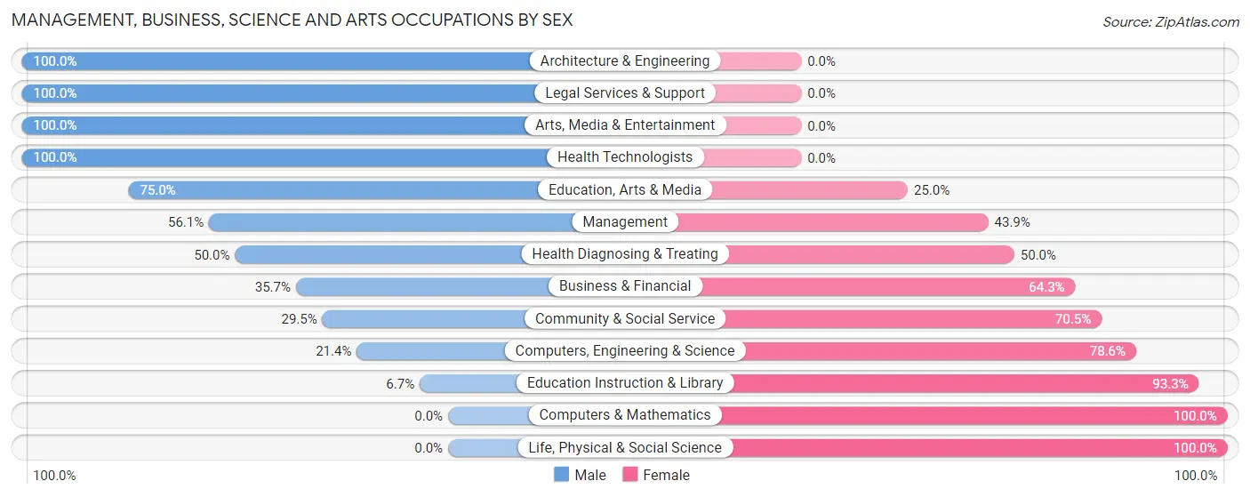 Management, Business, Science and Arts Occupations by Sex in Zip Code 19503