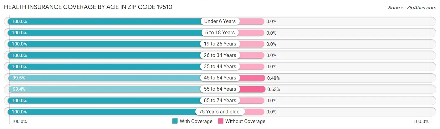 Health Insurance Coverage by Age in Zip Code 19510