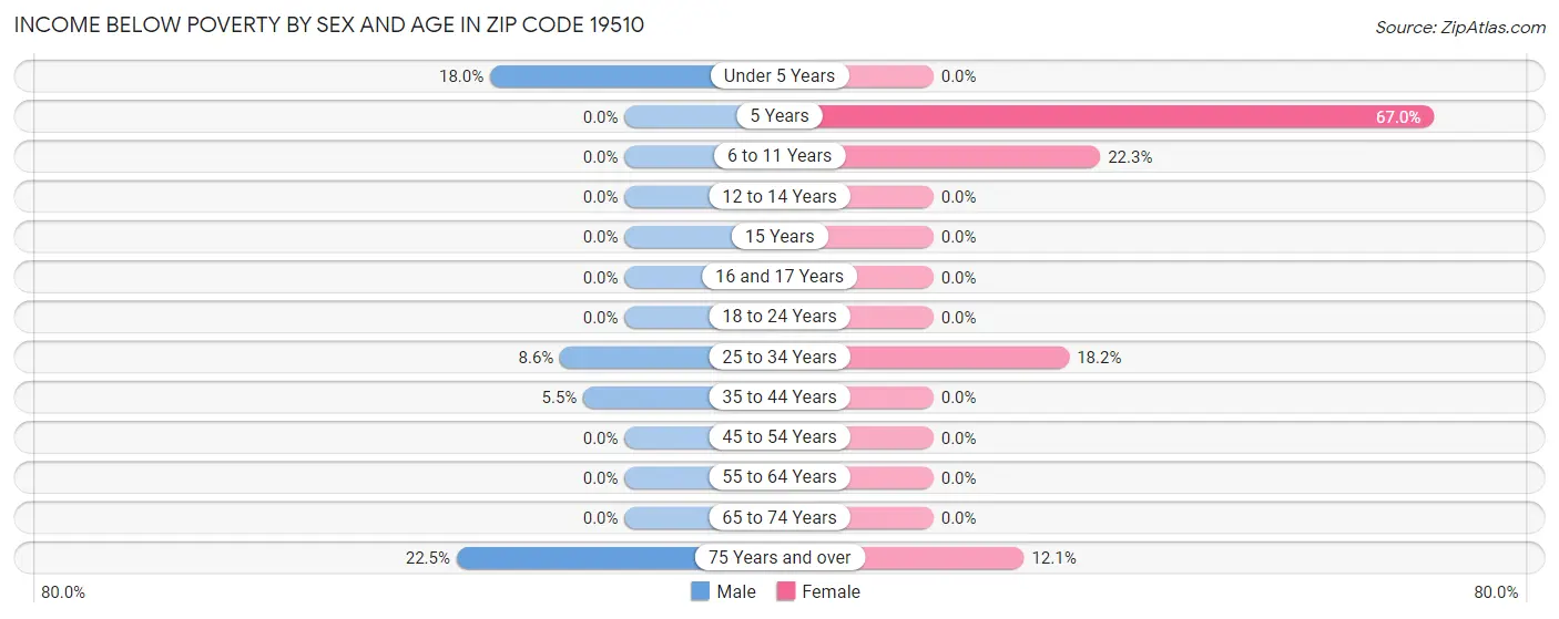 Income Below Poverty by Sex and Age in Zip Code 19510