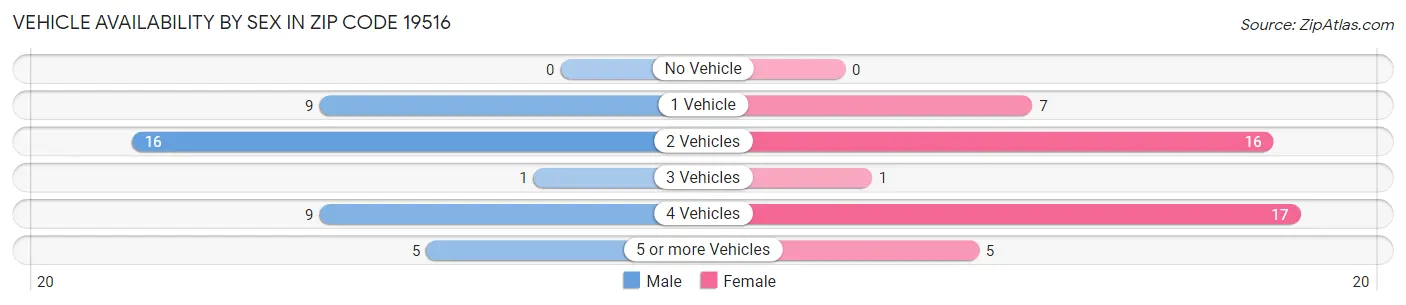 Vehicle Availability by Sex in Zip Code 19516