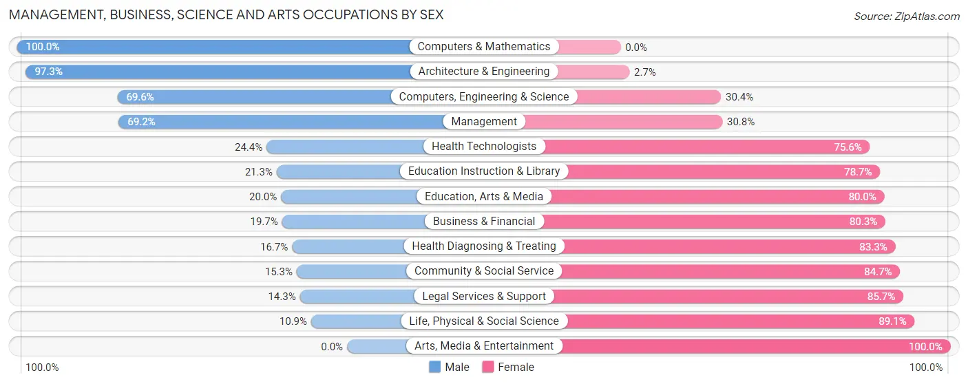 Management, Business, Science and Arts Occupations by Sex in Zip Code 19541