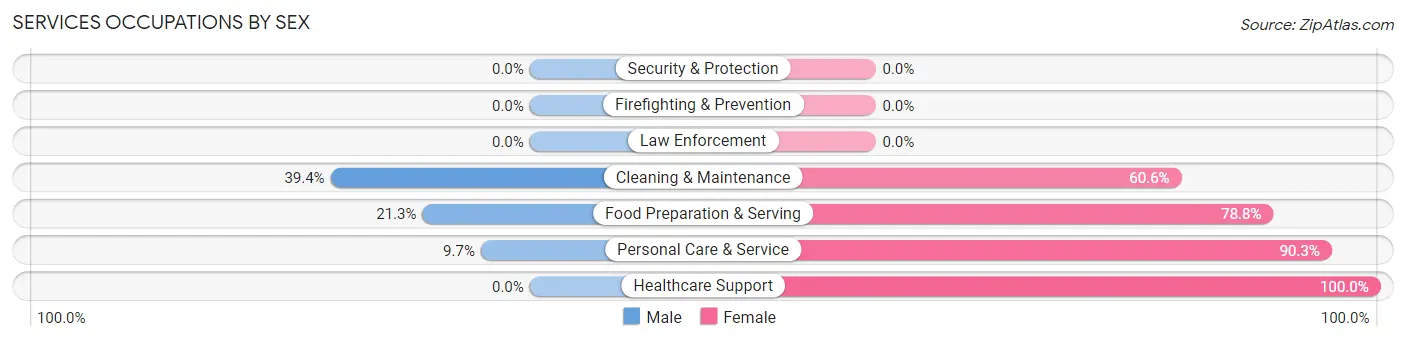 Services Occupations by Sex in Zip Code 19547