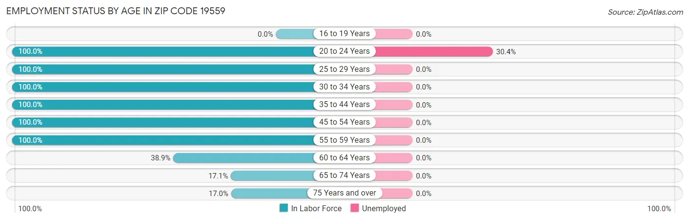 Employment Status by Age in Zip Code 19559