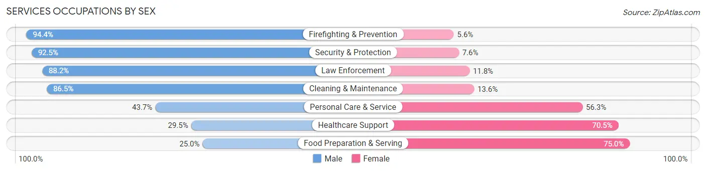 Services Occupations by Sex in Zip Code 19934