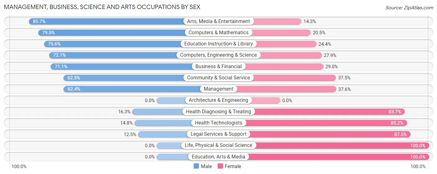 Management, Business, Science and Arts Occupations by Sex in Zip Code 19967