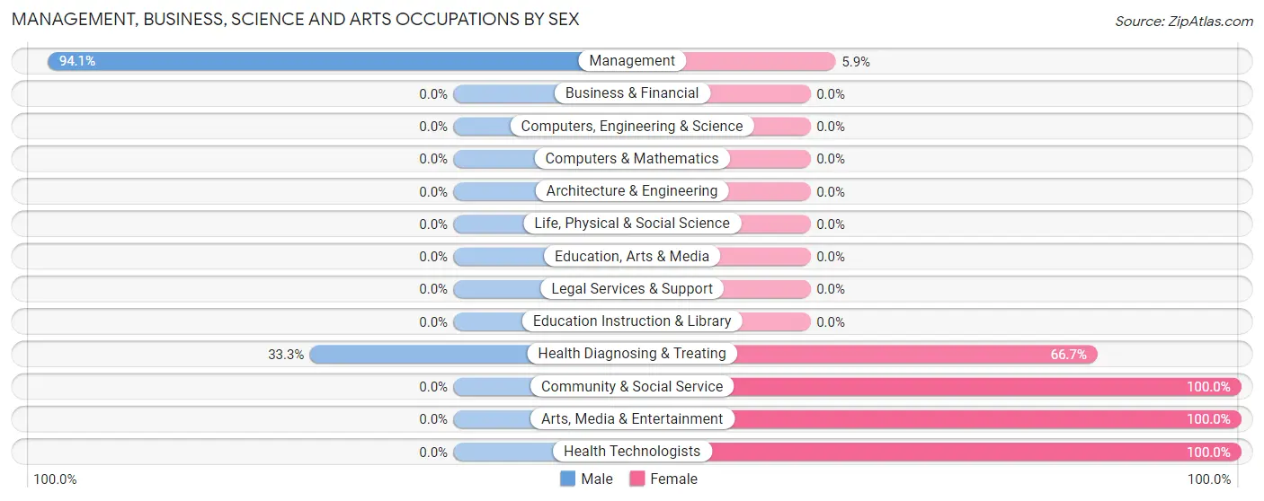 Management, Business, Science and Arts Occupations by Sex in Zip Code 19980
