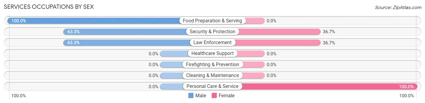 Services Occupations by Sex in Zip Code 20004