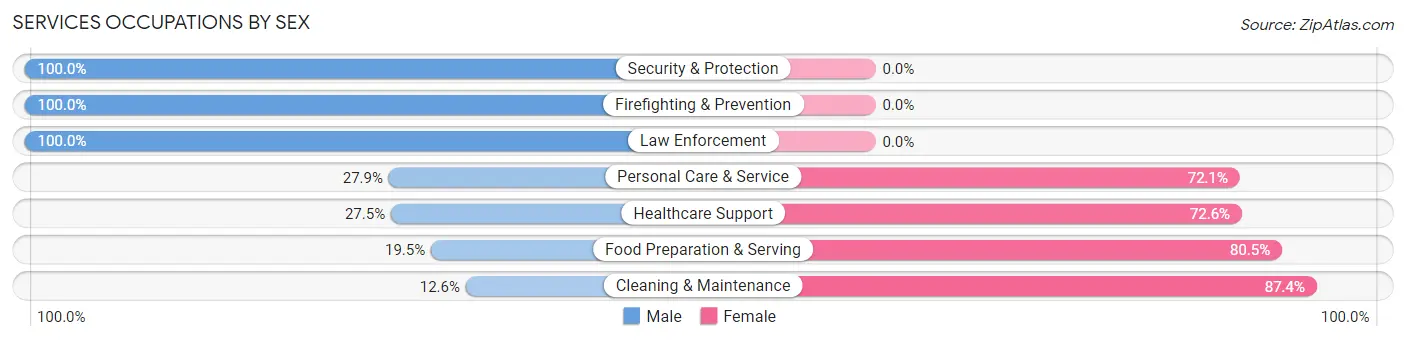 Services Occupations by Sex in Zip Code 20015