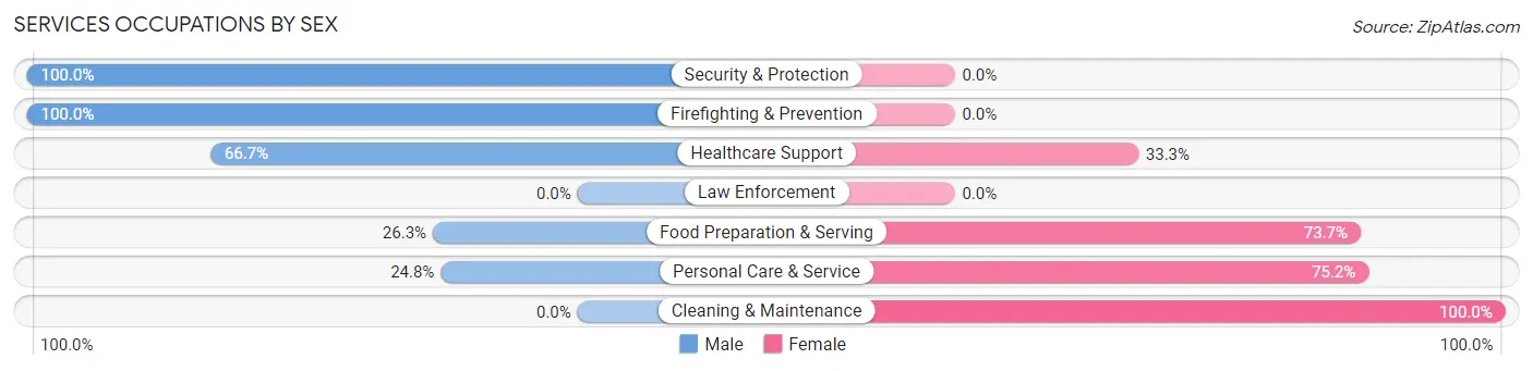 Services Occupations by Sex in Zip Code 20037