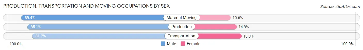 Production, Transportation and Moving Occupations by Sex in Zip Code 20602