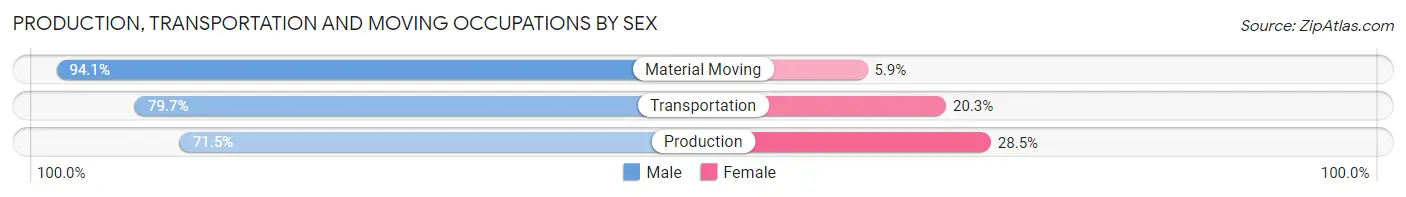 Production, Transportation and Moving Occupations by Sex in Zip Code 20613