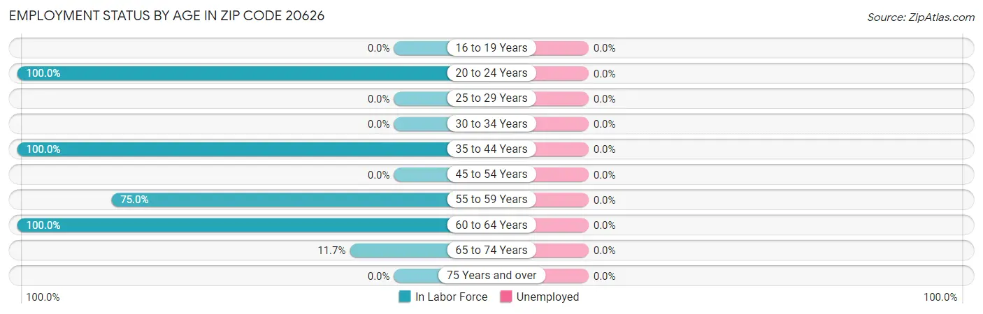 Employment Status by Age in Zip Code 20626