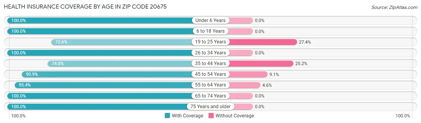 Health Insurance Coverage by Age in Zip Code 20675